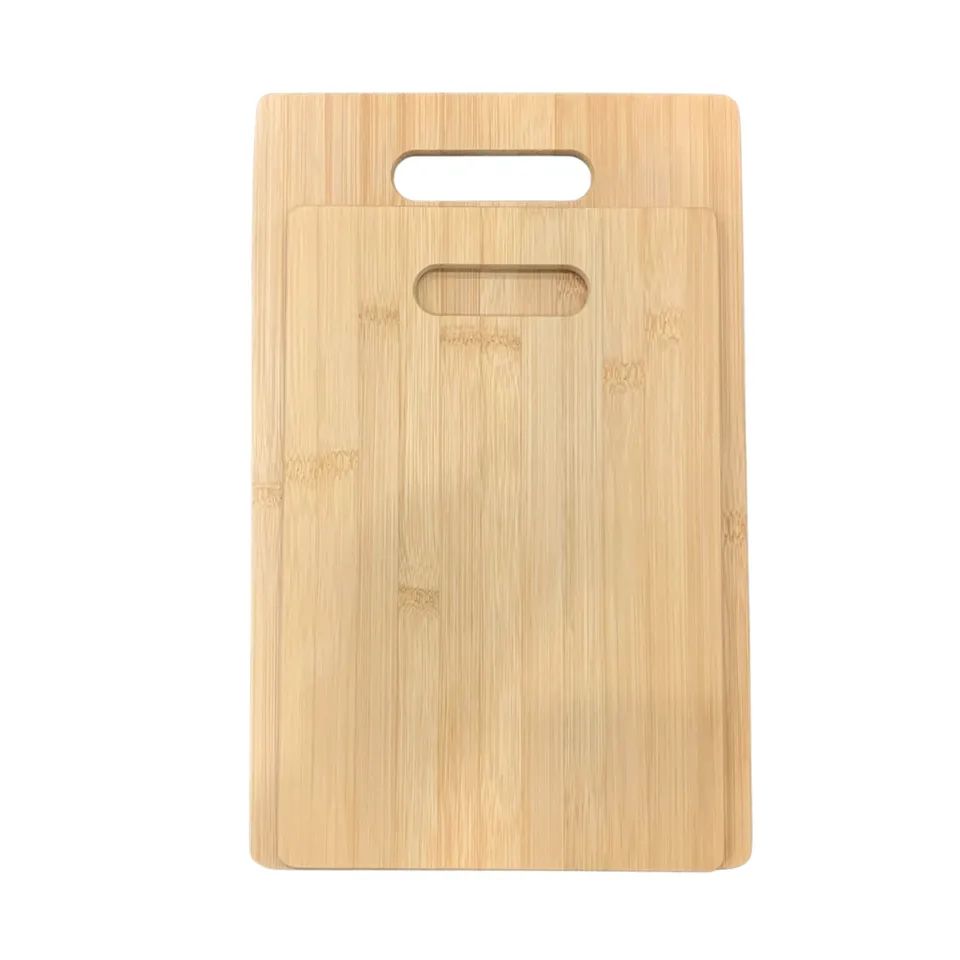 Set of two bamboo chopping boards with holes
