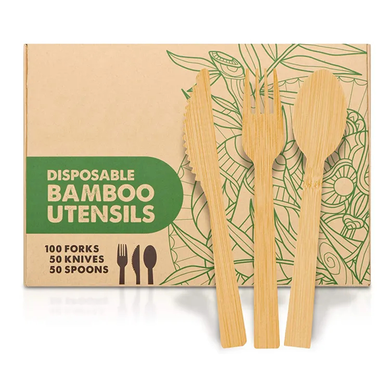 Bamboo knife fork and spoon set