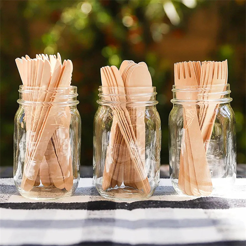 Bamboo disposable knife, fork and spoon