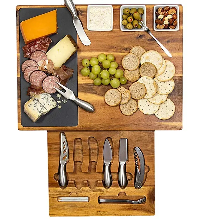 Acacia Wood Cheese Board Set