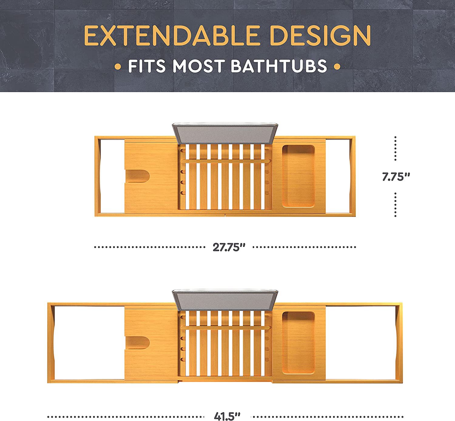 Bamboo Wooden Expandable Bathtub Rack