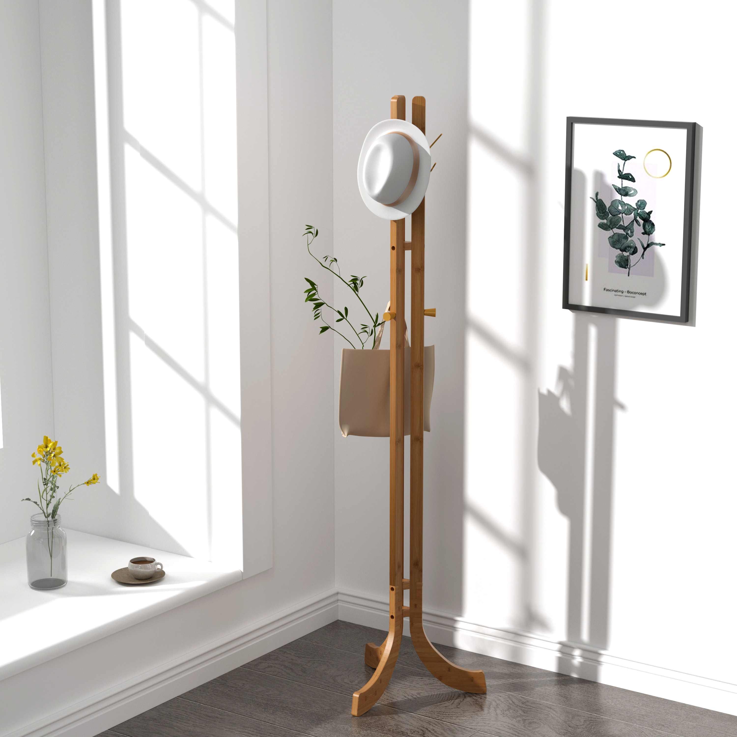 Single Pole Bamboo Clothes Hanger