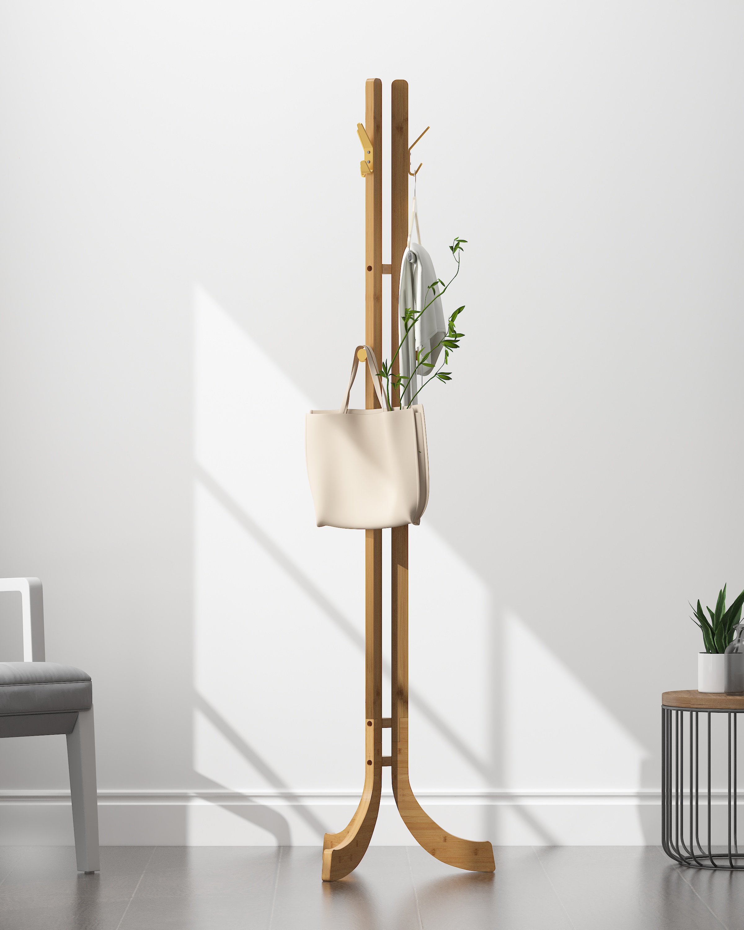 Single Pole Bamboo Clothes Hanger
